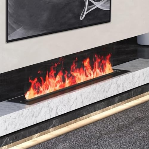 Kamine, 3D-Wasserdampf-Dekorkamin 3D-Wasserdampfkamin, Einbau-Dekor-Elektrokamine, Luftbefeuchter mit Zerstäuberflamme, 3 mm ultradünne Platte, Nicht heizend, ideal für zu Hause, Aus
