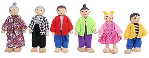 Xiuganpo Doll di Famiglia, Giocattoli per Bambole, Set di Burattini per Famiglie Non Tossici, Famiglia di Casa Morbida e Flessibile in Legno di Alta qualità per Bambini (6 burattini giapponesi e