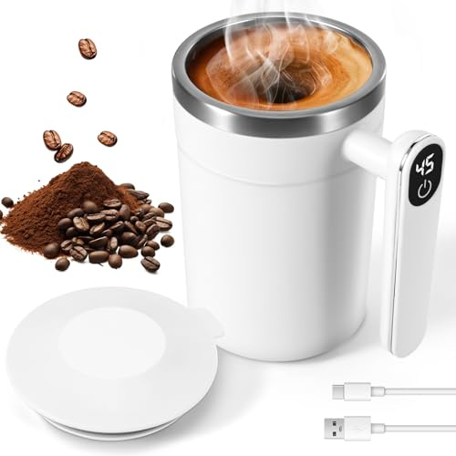 Weskjer Selbstrührende Kaffeetasse Mit Digitaler LCD-Anzeige, 400ml Automatische Magnetische Rühr-Kaffeetasse Aus Edelstahl Für Den Einsatz Im Büro, Auf Reisen