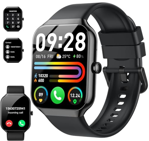 Montre Connectée Homme Femme avec Appel Bluetooth, 1.96 HD Smartwatch avec Etanche IP68, Montre Connectee avec 112+ Sportifs,SpO2,Sommeil Moniteur, Fréquence Cardiaque, Pratique pour courir, Noir