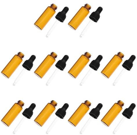 Cabilock 10pcs Refillable Glass Dropper Bottles for Essential Oils Hair Oil Applicator Portable Small Easy to Use and Clean