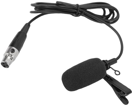 ASHATA Microfono Lavalier da Bavero, Microfono a Condensatore Unidirezionale con su Lavalier con Cavo XLR a 3 Pin, per Performance Vocali, Registrazione Sul Palco, DJ, MC