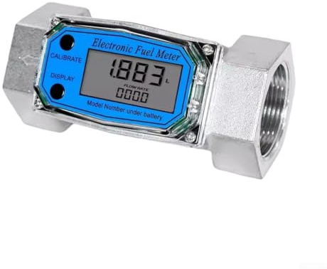 Zeroupshop Medidor de flujo electrónico de turbina de alta precisión ± 1% de precisión con pantalla digital para diésel queroseno agua 304 sistema de monitoreo de combustible automotriz industrial de