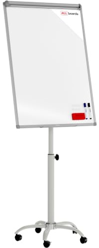ALLboards Mobiles magnetisches Whiteboard-Flipchart auf Rollen, 100 x 70 cm, silber + GRATIS