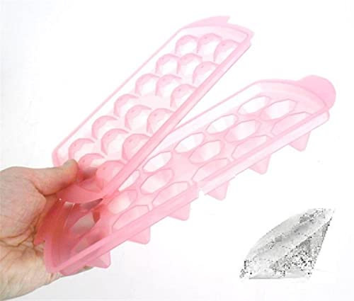 Juego de 2 moldes para cubitos de hielo con forma de diamante, color rosa y gris
