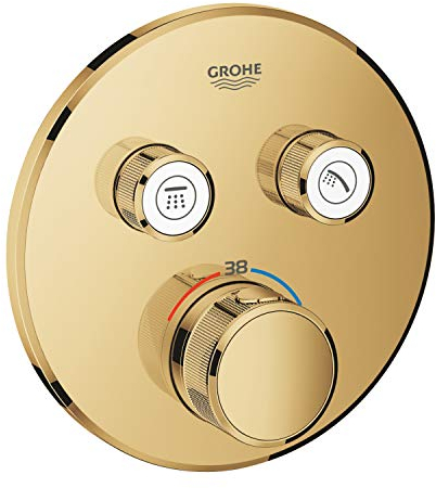 Grohe Grohtherm SmartControl Thermostat mit zwei Absperrventilen, runde Wandrosette, Farbe: Cool Sonnenaufgang - 29119GL0