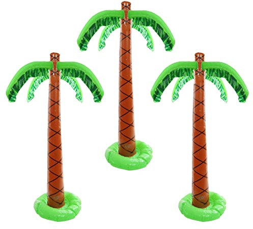 Inflatable Palm Tree Fancy Dress Decoration 90CM/3FT Summer Tropical Hawaiian Party Prop - Pack of 3