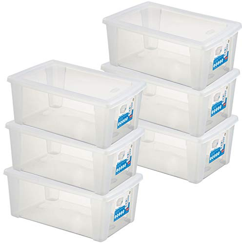6 x Aufbewahrungsbox Deckel 10L 36x25x14cm transparent Shoe Box Kunststoff