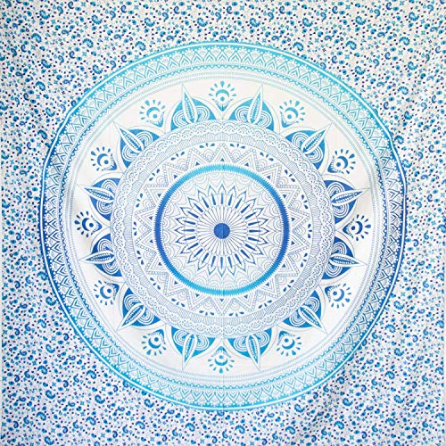 MOMOMUS Telo Mare Grande Antisabbia - Design Mandala - Ideale come Pareo, Telo Mare da Spiaggia Grande a Prova di Sabbia o Telo da Spiaggia Antisabbia XXL - Blu, 210x230 cm