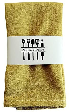 SWECOMZE 6er Pack Leinenservietten, 100% Baumwolle und Leinen Servietten Stoff, 40 cm x 40 cm Stoffservietten für Feiern Home Küche Esstisch Tischdekoration Abendessen Cafe Restaurant (Gelb)
