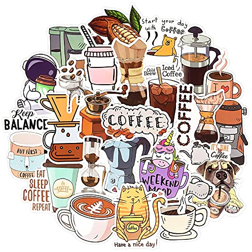 QTL Waterproof Stickers for Laptop Water Bottle Skateboard DIY (50Pcs Coffee Style)