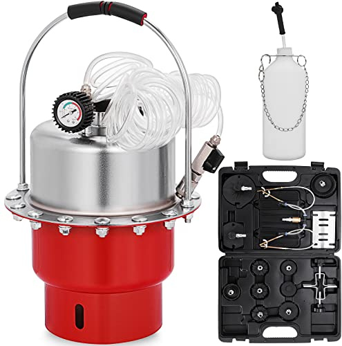 VEVOR Kit Spurgo di Freno in Acciaio Pneumatico 5 Litri Olio Adattatore per Sistema ABS Portatile Pressione Aria 10-40 psi Attrezzo per Sfiato Aria Pneumatico Meccanica Officina Garage Spurgo Freno
