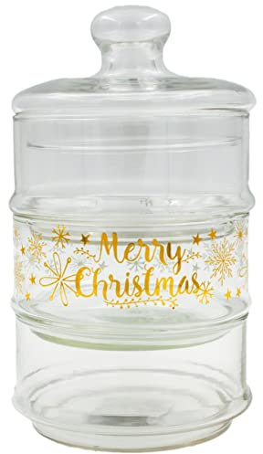 matrasa Keksdose aus Glas Xmas Vorratsdose Glasdose 12x23 cm - Keksglas Plätzchendose Bonbonglas