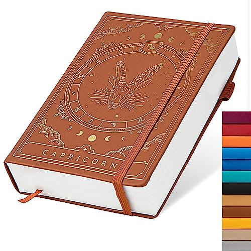 TIEFOSSI Constellations Notizbuch, A5, gepunktet, Hardcover, 100 g/m², 400 Seiten, Schreibpapier, Bullet Organizer, Notizbuch für Damen, Herren, Jugendliche (Steinbock)