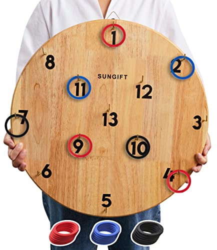 SUNGIFT Hook Ring Toss Game - 20 Inch Giant Yard Hooky Ring Tossing Games - Hookie Wall Game Indoor & Outdoor Family Fun - Home, Party, Office, Camping & Backyard Games Adult