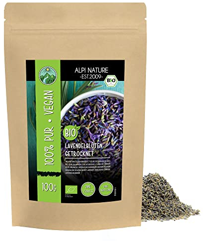 Alpi Nature Organic Dried Lavender 100g 3.5 oz, Whole Dried Lavender Flowers, Loose Tea