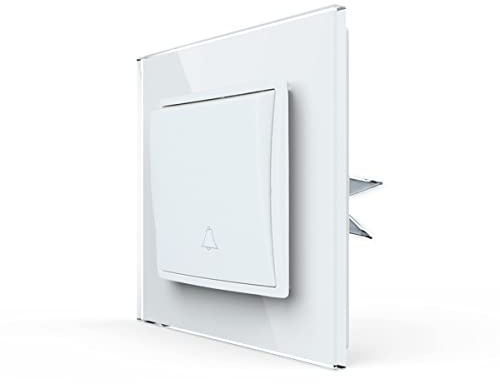 LINA Taster Klingel Schalter Türklingel VDE UP weiß Glasrahmen H1-D111M Komplettset UP Kippschalter 1-Fach Wippe