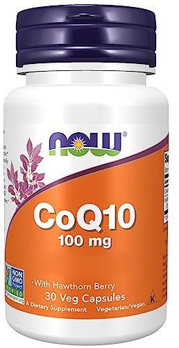 Now Foods, CoQ10 (Coenzym Q10), 100mg, mit Weißdorn, hochdosiert, 30 vegane Kapseln, Laborgeprüft, Glutenfrei, vegetarisch, Sojafrei, ohne Gentechnik