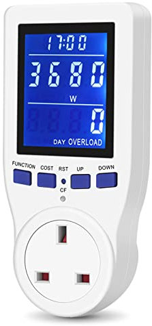 SEAFRONT AC220V Electricity Usage Monitor Watt Meter Plug in Socket Power Meter Data Hold Function Overload Protection Automatically Disconnect Power Volt Amps Watt kWh Consumption
