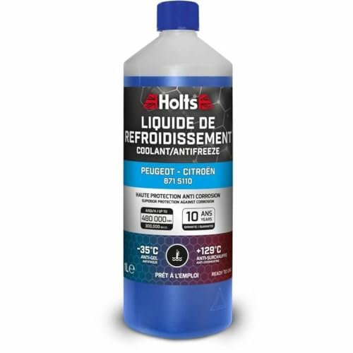 Holts HAFR0001B Antifreeze Coolant for Car Peugeot Citroen, 10-year 300k mile long life, protection to -35°C, Blue, 1 Litre