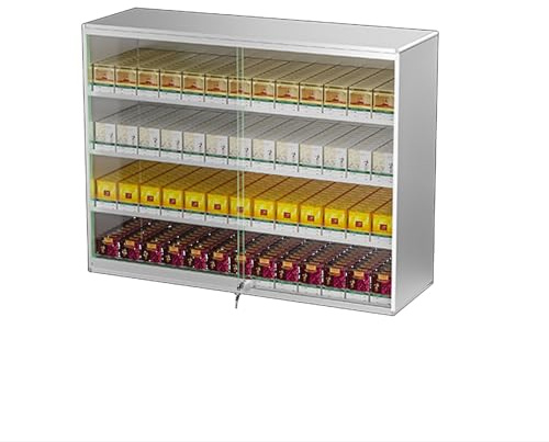 LVLDAWA Cigarette Display Rack Shelf, Wall Mounted Retail Display Case with Lock and Key Clear Acrylic Stand Rack for Stores Supermarkets(80.5X75X26.5CM)