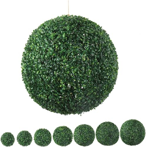 MHUQIA Buchsbaumkugel Künstlich Buchsbaum Kugel Formschnitt Kunstpflanze Dekopflanze buchsbaumkugel Künstliche Pflanze 30cm, für Home Outdoor Dekoration