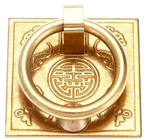 WAGLOS Türklopfer aus Messing, Bronze, Messing, Schranktürgriff, Retro-Stil, Türklopfer für Haustür, Türringklopfer, 60 x 60 mm