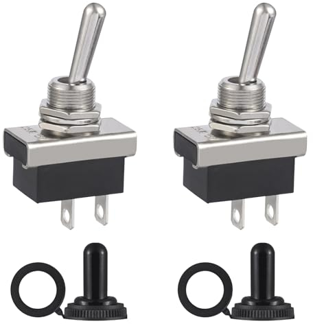 VEXUNGA KN3D-101 Interruptor 12V Interruptores de Palanca 25A 12VDC SPST 2 Pin 2 Position Basculante Encendido y Apagado ON Off con Tapa Impermeable para Coche (Paquete de 2 Piezas)