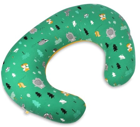 schlummersack Ergonomisches Stillkissen klein mit Baumwoll-Bezug Waldtiere, Oeko-Tex, Schwangerschaftskissen