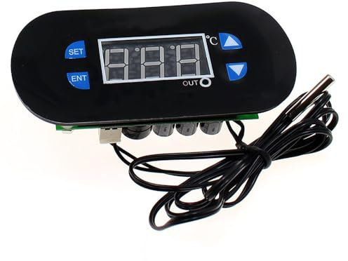 24V Digital Thermostat, Temperaturregler Temperature Controller, -55~120°C Heizen und Kühlen Temperierschalter Modul mit NTC Sensor, Rot
