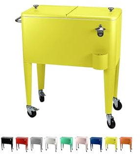 Kailua Cooler - Nevera Americana, Carro refrigerador, Enfriador de Bebidas (Amarillo)