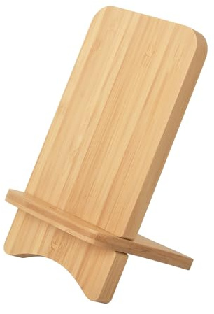 Abbolinxus Einfacher Telefonständer aus Massivholz, Desktop-Ständer, iPad-Tablet-Display-Ständer, kompatibel mit allen Handys (Bambus)
