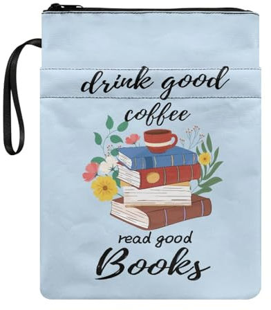 Dajingkj Kaffee & Bücher Buchhülle mit Reißverschluss Buchschutz für Buchliebhaber Taschenbuch Hardcover Buch Tragetasche 29 x 22 cm