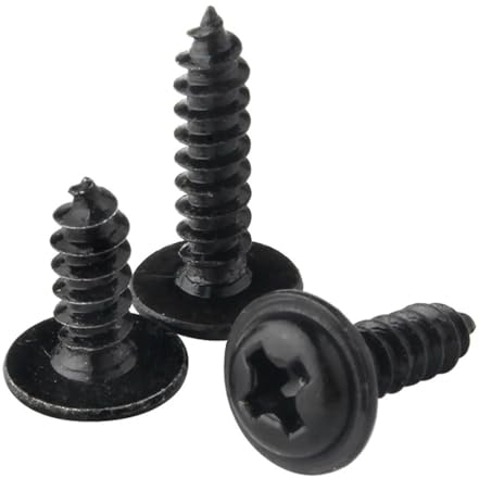 Bolzen, Bolzen, 100 Stück M1,7 M2 M2,3 M2,6 M3 Kreuzrundkopf mit Unterlegscheibe Selbstschneidende Schraube Schwarzer Kohlenstoffstahl Holz Kreuzschlitzschraube (Farbe: 6 mm, Größe: M3) ( Color : 6mm
