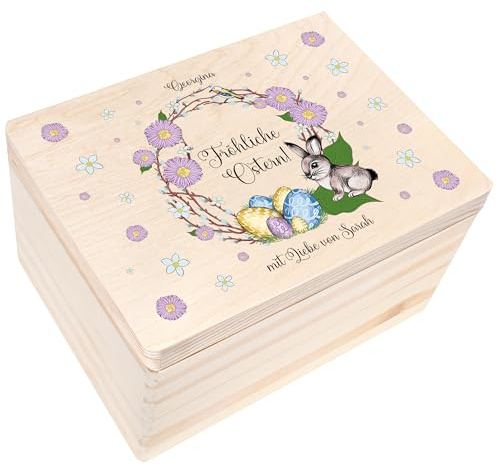 Creative Deco Personalisiert Ostern Deko Holzkiste Geschenke Ostergeschenke mit Wunschtext | Osterndeko Individuelles Geschenk für Frauen, Männer, Erwachsene, Kinder | Originale Osterhase Osterkorb