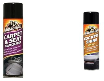 Armor All, Carpet & Seat Foam Cleaner, Cleans and Removes Tough Dirt, Suitable for All Auto Fabrics & Cockpit Shine Car Interior Cleaner 500ml, Vanilla, Cleans and Restores Dashboards
