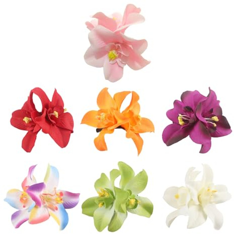 7 stycken bohemiska blomhårspännen, festliga tillbehör, blomhårspännen för kvinnor, hårblommor för kvinnor, hawaiianska blommor hårspännen, rosa blomma hårklämmor