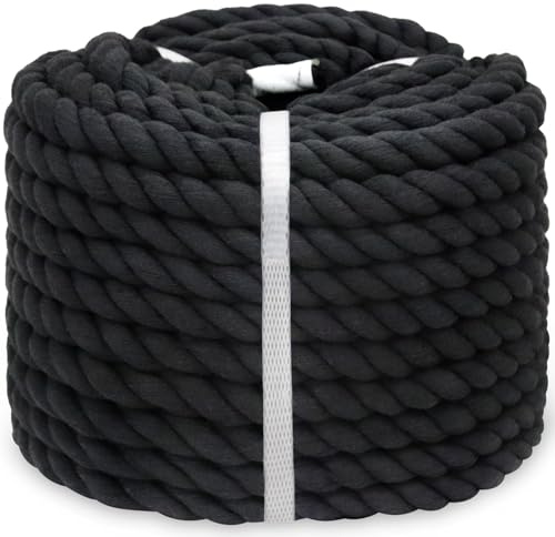 VEIZEDD Corde en coton épaisse de 1,9 cm x 30,5 m pour suspendre une balustrade, une balustrade, une décoration d'intérieur, à la corde à tirer