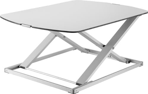 Worktrainer - Ultra Slim Large - Schreibtisch Erhöhung - Höhenverstellbarer Schreibtischaufsatz - Höhe 3,5-36,8 cm - Breite 54 x 79 cm - Klemmfeder Bedienung - Weiß