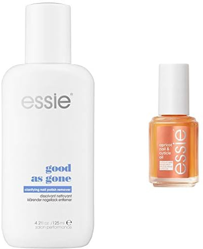 essie Klärender Nagellackentferner good as gone, Reinigung und Aufhellung, 125 ml + essie Nagelöl apricot nail & cuticle oil mit Duft, Pflege und Stärkung der Nagelhaut, 13,5 ml