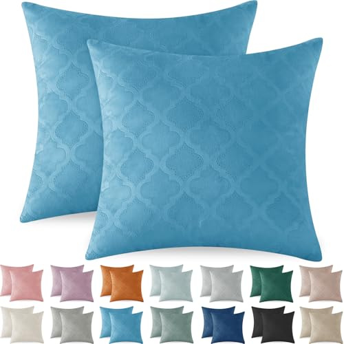 Ystyle Fundas para Almohadones 45x45 de Terciopelo Juego de 2 Decoracion Hogar Funda para Cojin Sofa Cama Salon de Estar Dormitorio Sillas Jardin Habitación Color Sólido, Azul