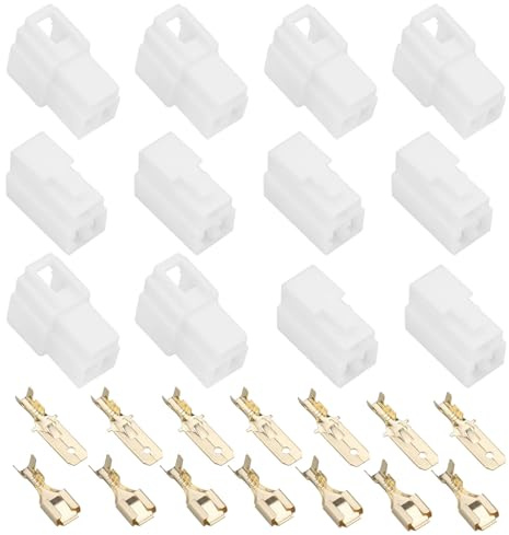ECSiNG 10Sets 3 Pin Automotive Electrical Wire Connector Male Female Cable Terminal Plug Kits for Motorcycle Ebike Car 6.3mm Connector White