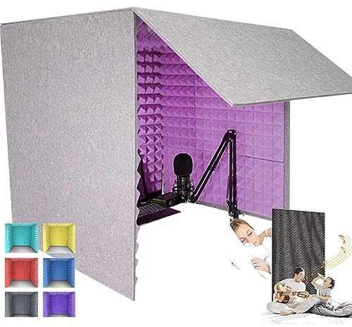 Home studio soundproof room, microphone isolation room box, portable recording shielding box, desktop soundproofing enclosure, recording studio equipment, acoustic treatment (yellow 80*80*80cm)