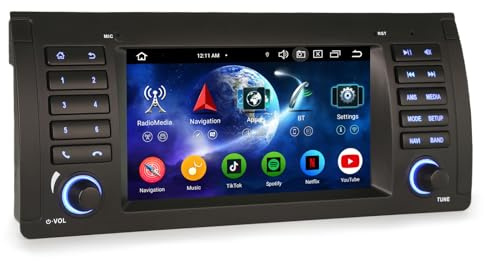 Erisin 8-Core 4GB RAM+64GB ROM Android 14 Radio Coche Estéreo de Automóvil para BMW X5 E53 7 Pulgadas GPS Navegación IPS Wireless CarPlay Android Auto DSP Bluetooth 5.0 WiFi 4G Dab+ USB Canbus OBD2