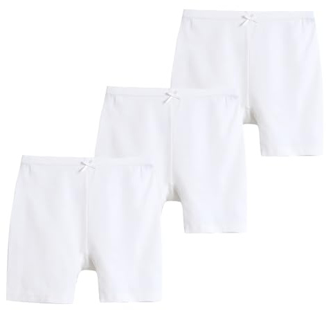 Allmeingeld Girls' Cotton Shorts Stretchy Bike Shorts White 8 Years