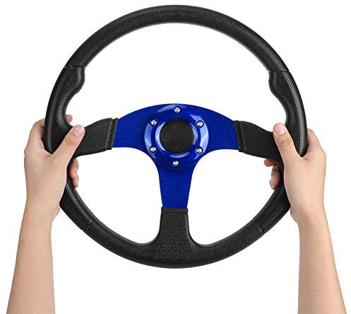 ZenithAur 350 mm Rennwagen-Lenkrad Deep Dish Sportlenkrad 6 Schrauben Universal modifiziert (Blau)