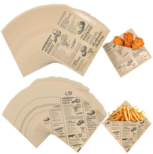 DYMHQ Lot de 190 feuilles de papier sulfurisé pour hamburger, 15 x 15 cm, style vieux journal, huile et imperméable, papier d'emballage alimentaire pour pique-nique, barbecue