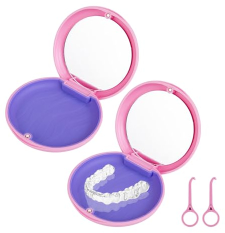 Lot de 2 boîtes pour appareils dentaires avec miroir, boîte à prothèses dentaires, boîte à gouttière dentaire, boîte à prothèses dentaires, boîte à prothèses dentaires, boîte à prothèses dentaires