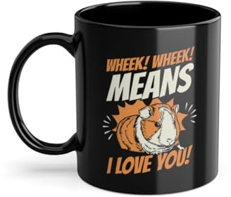 Taza de café Wheek Means I Love You Guinea Pig Criador | Pelo Largo Pelo Corto Conejillo de Indias Taza Negro (05187W)