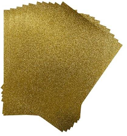 Lot de 10 feuilles cartonnées pailletées dorées A4 230 g/m²